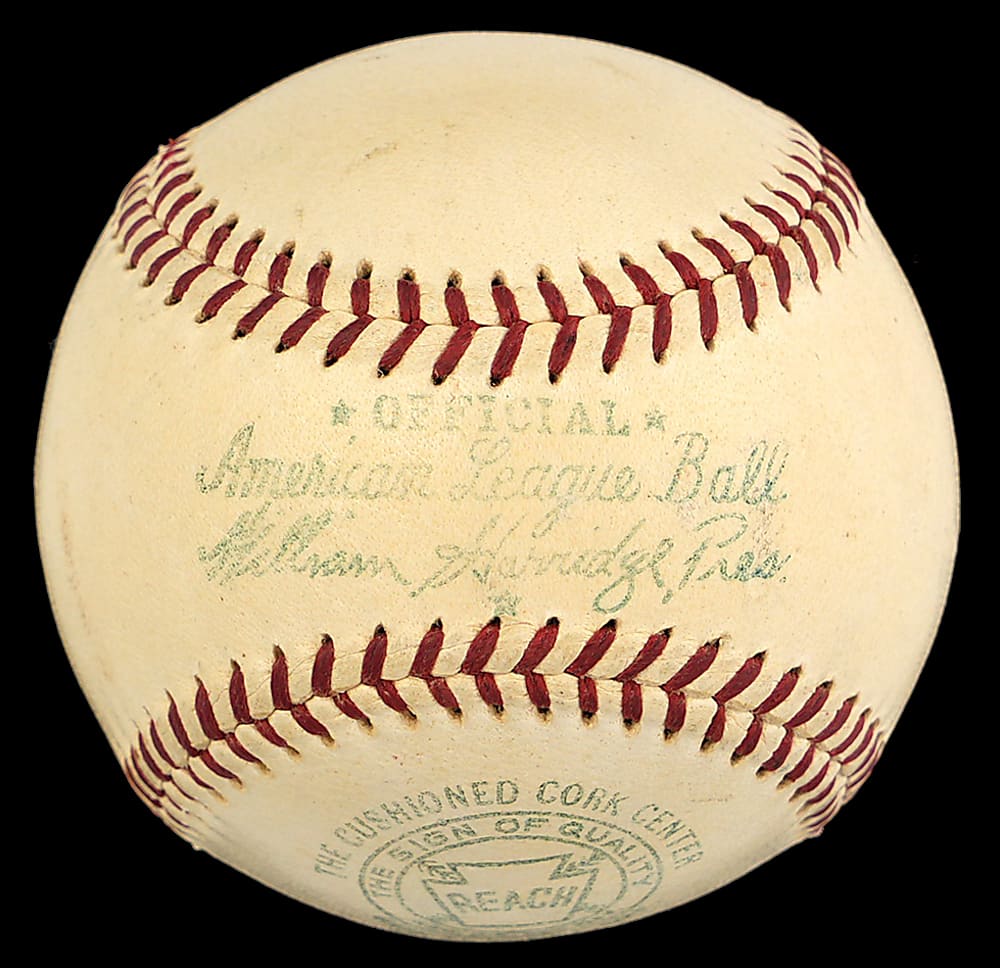 Clint Courtney & Bob Nieman Dual-Signed OAL/Harridge Baseball - Both Tough Signatures