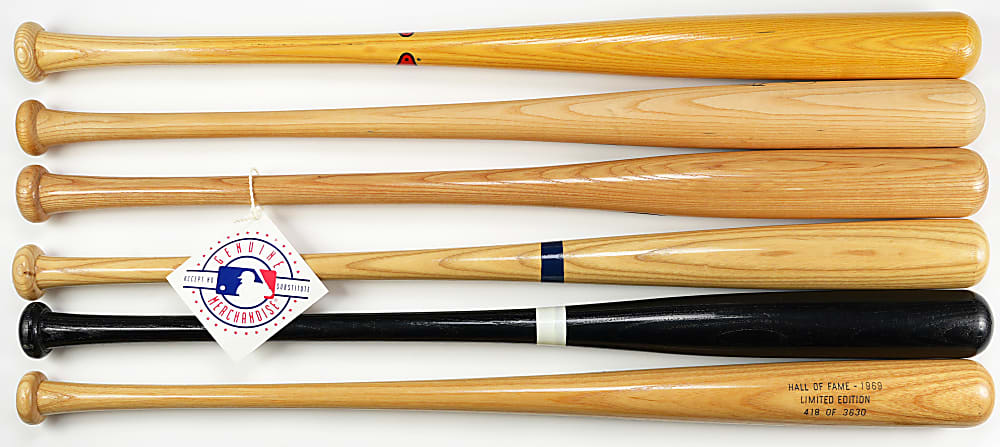 Hall of Famer Single-Signed Bats (6) with Stan Musial Limited-Edition Stat Bat & Cal Ripken Jr. Full Name Signature