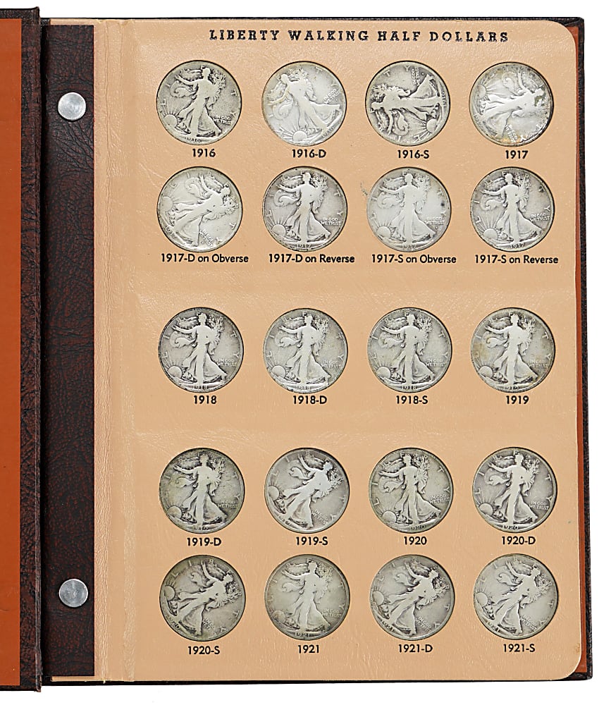 1916-1947 Walking Liberty Half Dollar Complete Set (65) with 1921-D