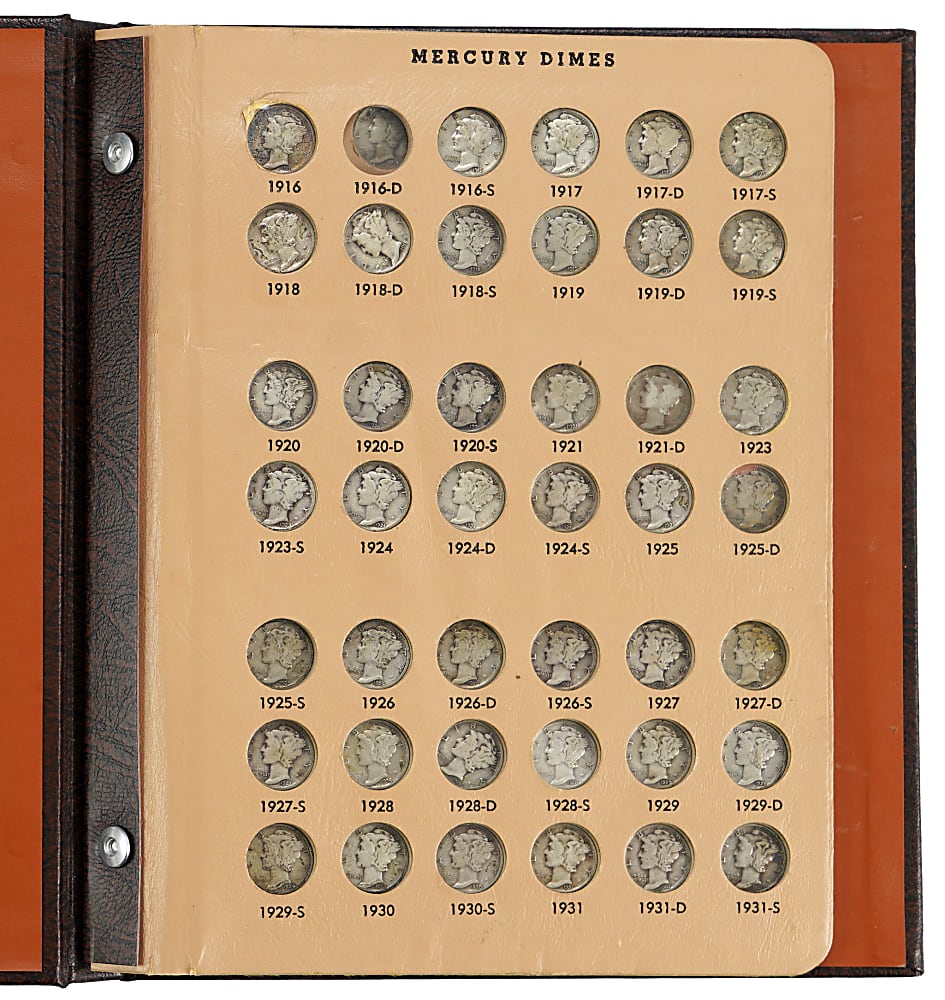 1916-1945 Mercury Dime Near-Complete Set (76/77) with 1921 & 1921-D