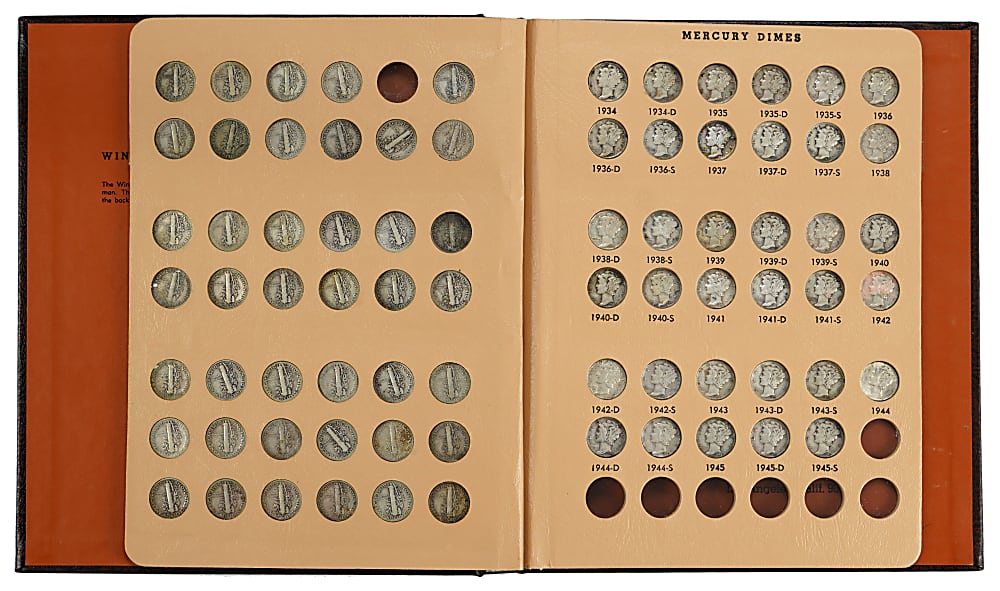 1916-1945 Mercury Dime Near-Complete Set (76/77) with 1921 & 1921-D