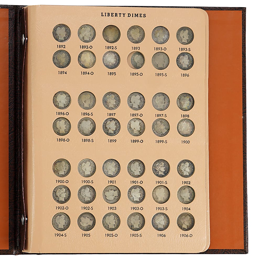 1892-1916 Barber Dime Near-Complete Set (73/74)