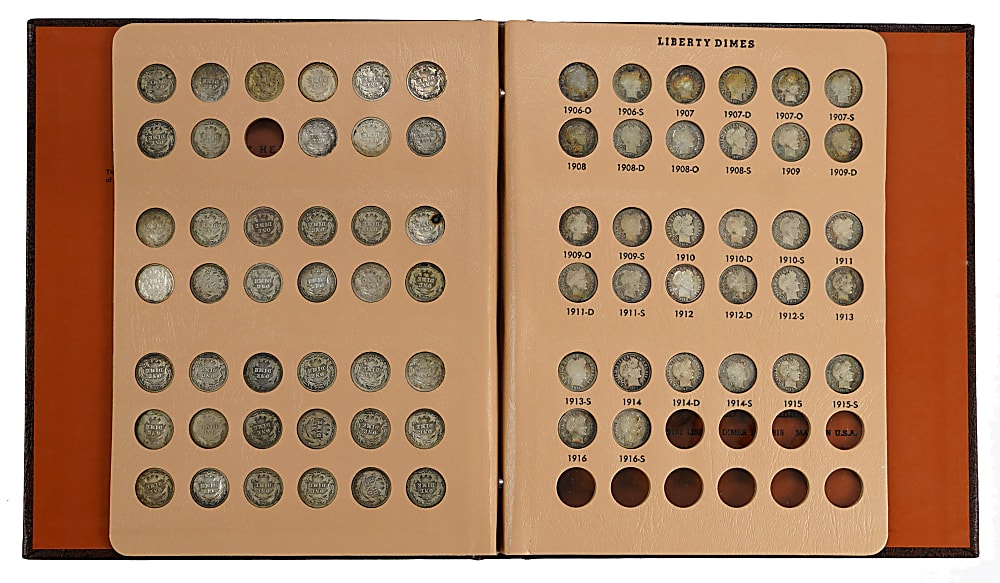1892-1916 Barber Dime Near-Complete Set (73/74)