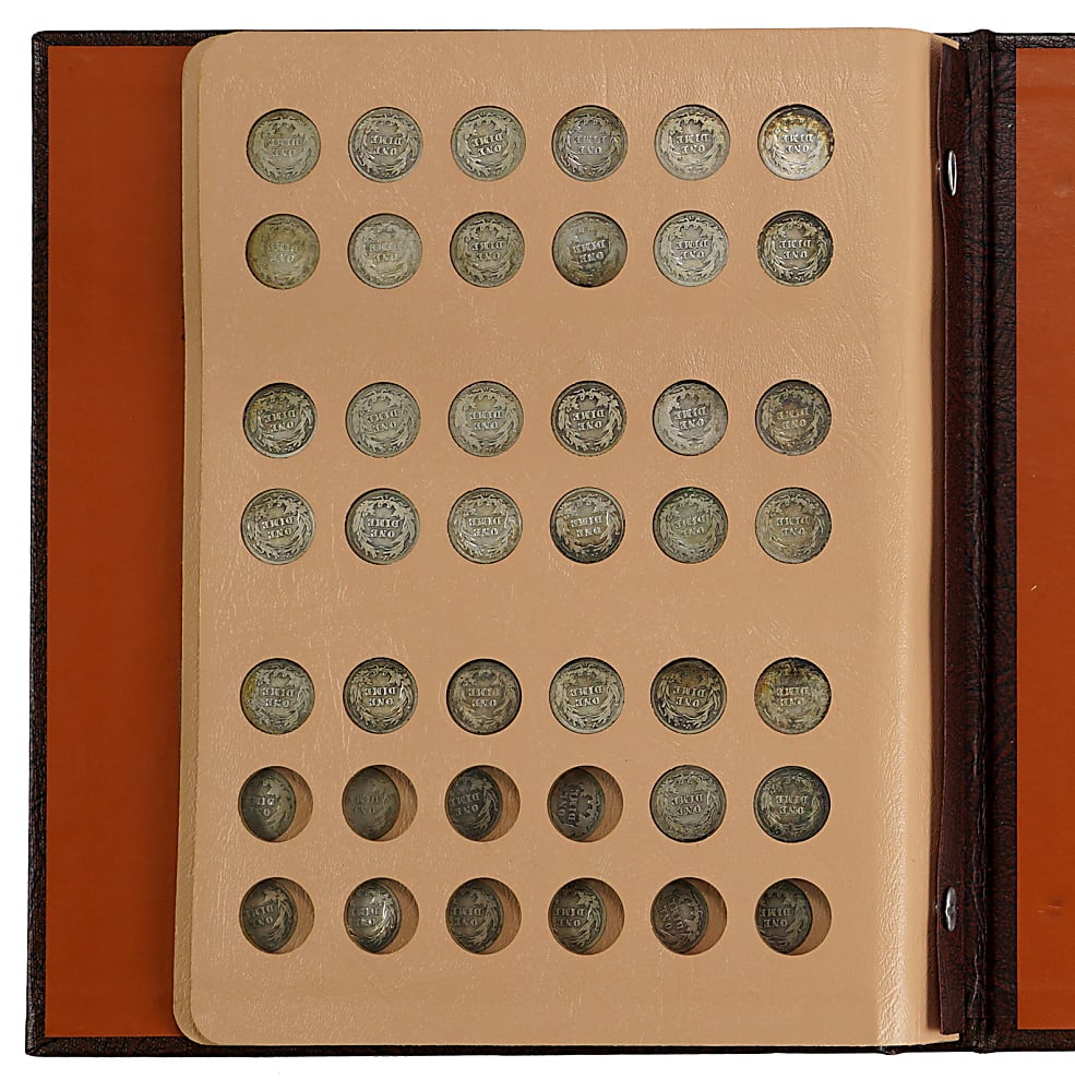 1892-1916 Barber Dime Near-Complete Set (73/74)