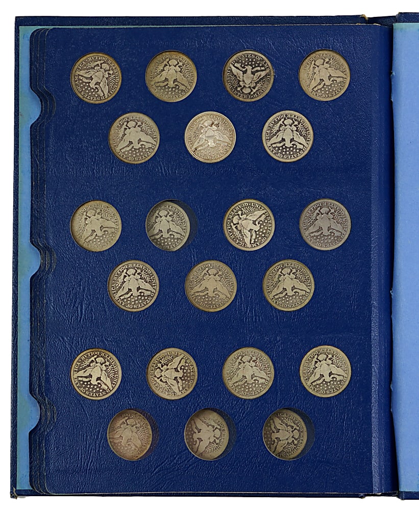 1892-1916 Barber Quarter Near-Complete Set (71/74)