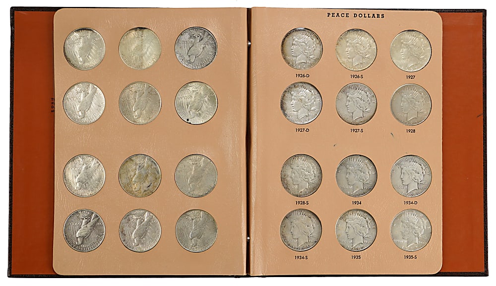 1921-1935 Peace Dollar Complete Set (24) with 1921, 1928 & 1934-S