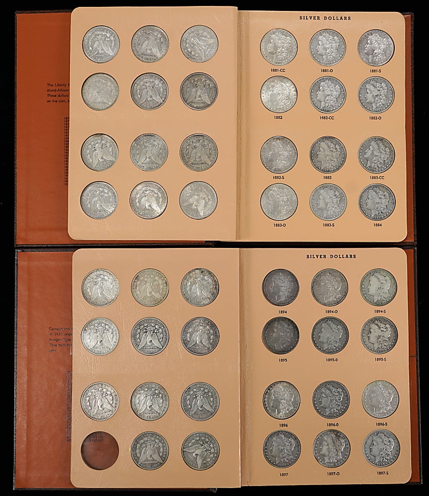 1878-1921 Morgan Silver Dollar Near-Complete Set (90/95) with Many Key/Semi-Key Dates Including 11 Carson City Coins
