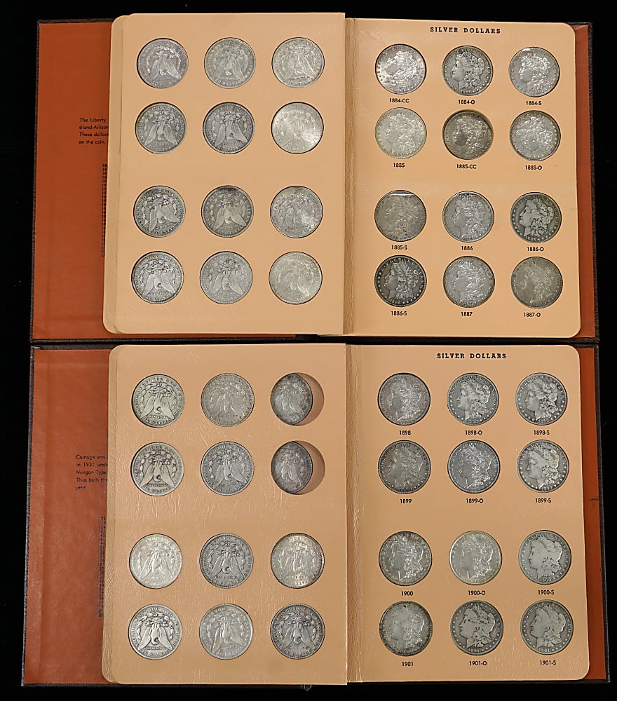 1878-1921 Morgan Silver Dollar Near-Complete Set (90/95) with Many Key/Semi-Key Dates Including 11 Carson City Coins