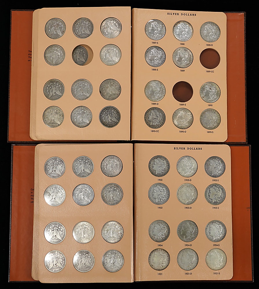 1878-1921 Morgan Silver Dollar Near-Complete Set (90/95) with Many Key/Semi-Key Dates Including 11 Carson City Coins