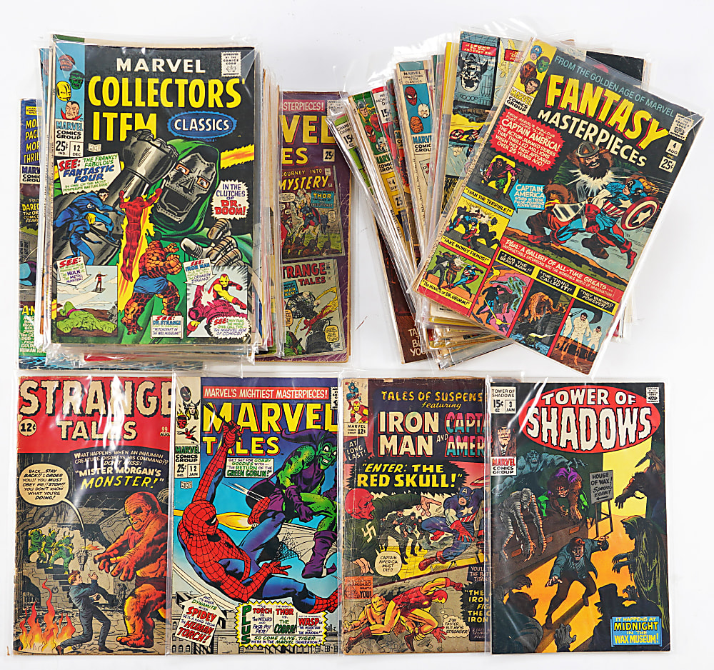 1962-1969 Marvel Comic Book Treasure Chest Bundle (60) with Early Fantastic Four Issues & Horror Titles