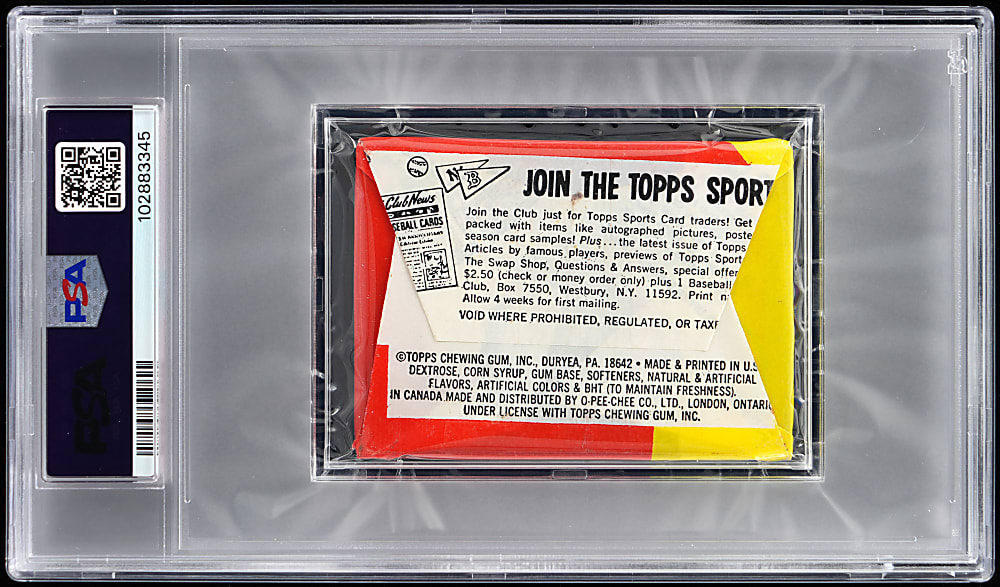 1975 Topps Mini Unopened Wax Pack PSA MINT 9