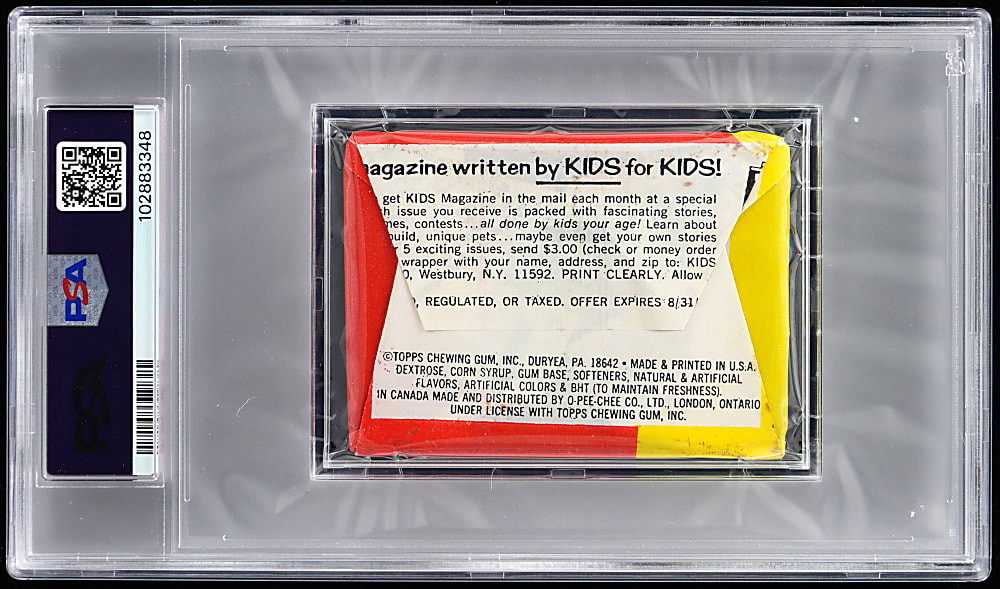 1975 Topps Mini Unopened Wax Pack PSA MINT 9