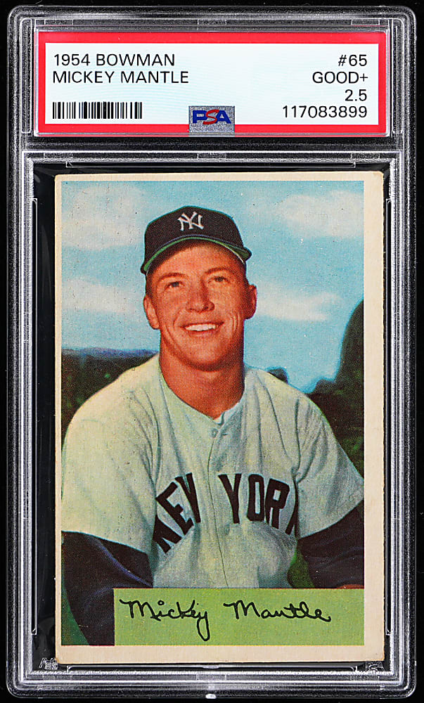 1954 Bowman #65 Mickey Mantle PSA GOOD+ 2.5