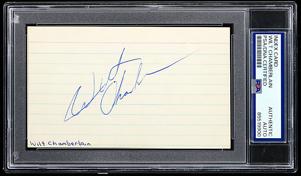 Wilt Chamberlain Signed Index Card - PSA/DNA Authentic