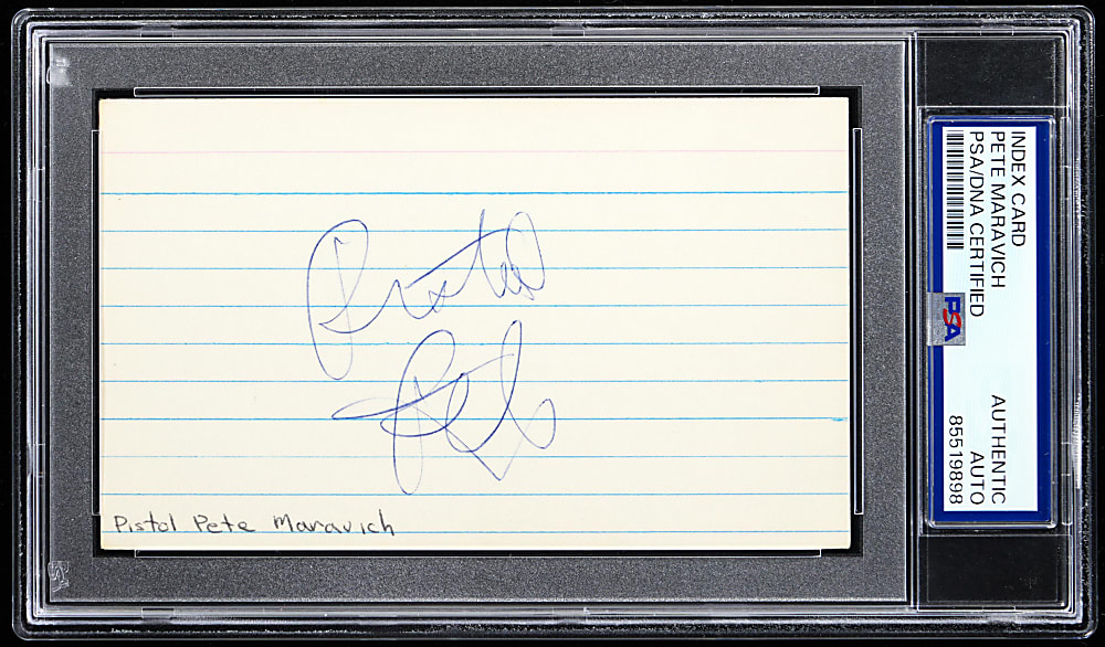 Pistol Pete Maravich Signed Index Card - PSA/DNA Authentic