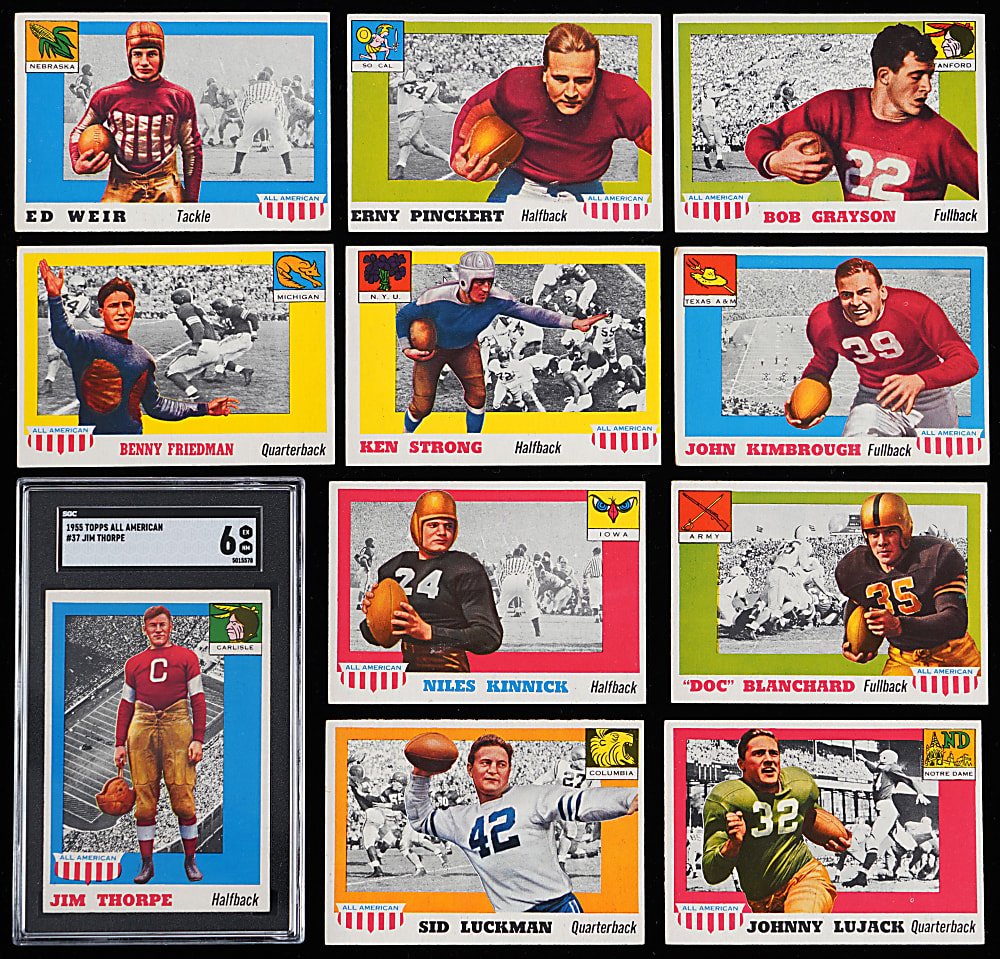 1955 Topps All-American Football Starter Set (48/100) with #37 Jim Thorpe SGC EX/NM 6