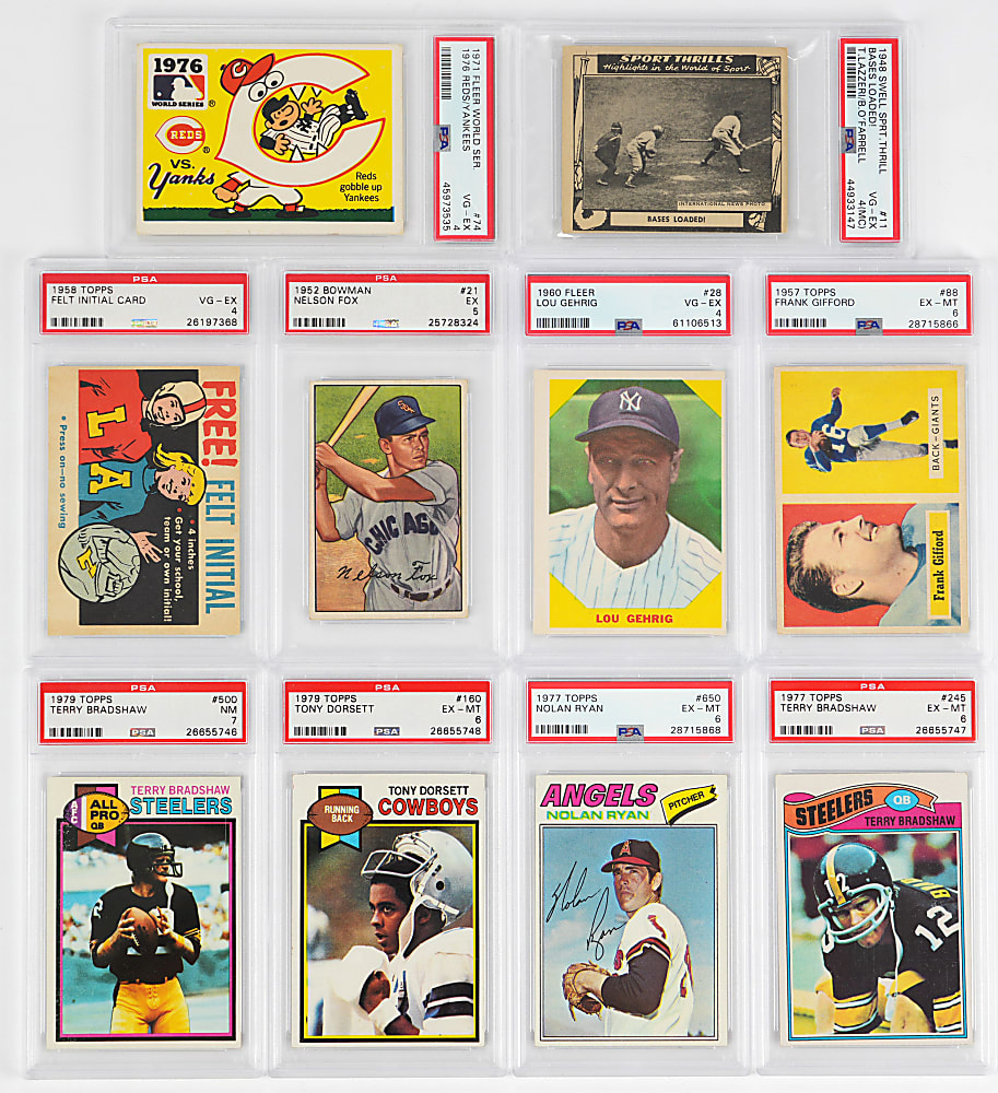 1948-1979 Multi-Sport Graded Collection (50) with (25) Hall of Famers Including Howe, Mantle & Ruth