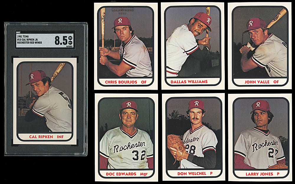 1981 TCMA Rochester Red Wings Complete Team Set (23) with SGC NM/MT+ 8.5 Cal Ripken Jr.