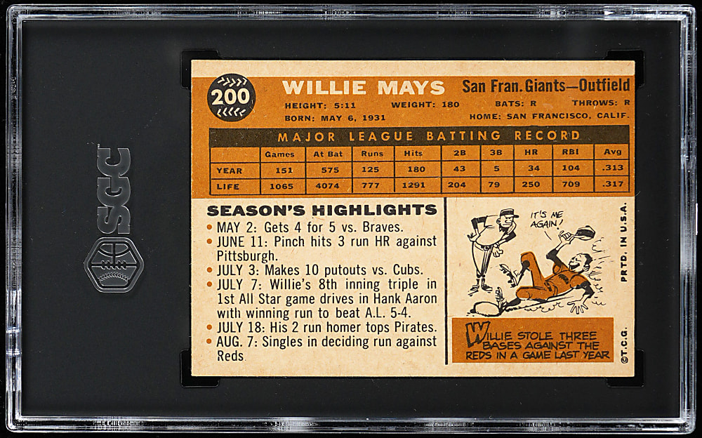 1960 Topps #200 Willie Mays SGC NM 7