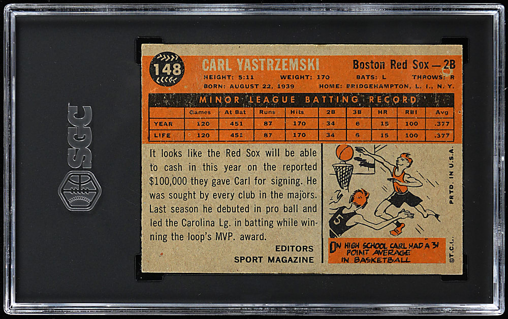 1960 Topps #148 Carl Yastrzemski Rookie SGC EX/NM+ 6.5