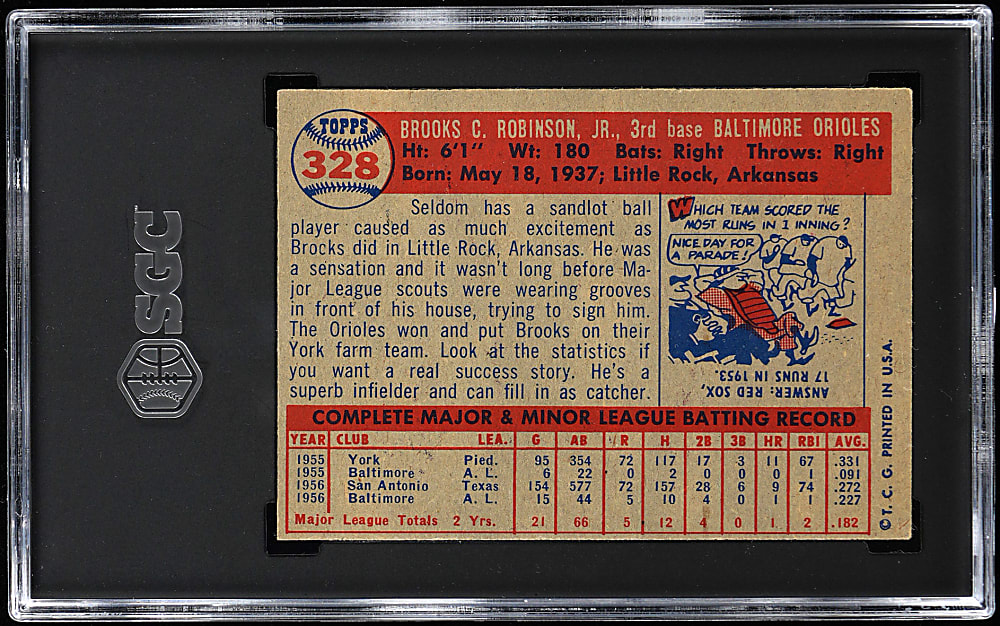 1957 Topps #328 Brooks Robinson Rookie SGC EX/NM 6