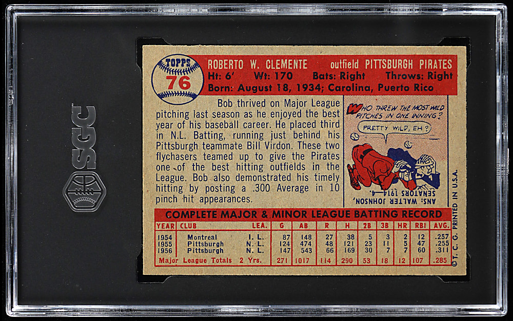 1957 Topps #76 Roberto Clemente SGC NM+ 7.5