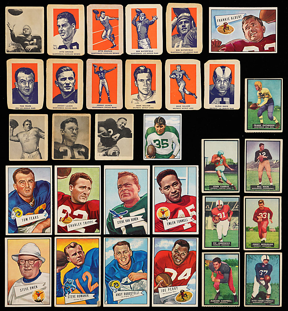 1948-1957 Football Card Collection (212) with 1952 Bowman Large Partial Set (73/144) Including Hall of Fame Rookies