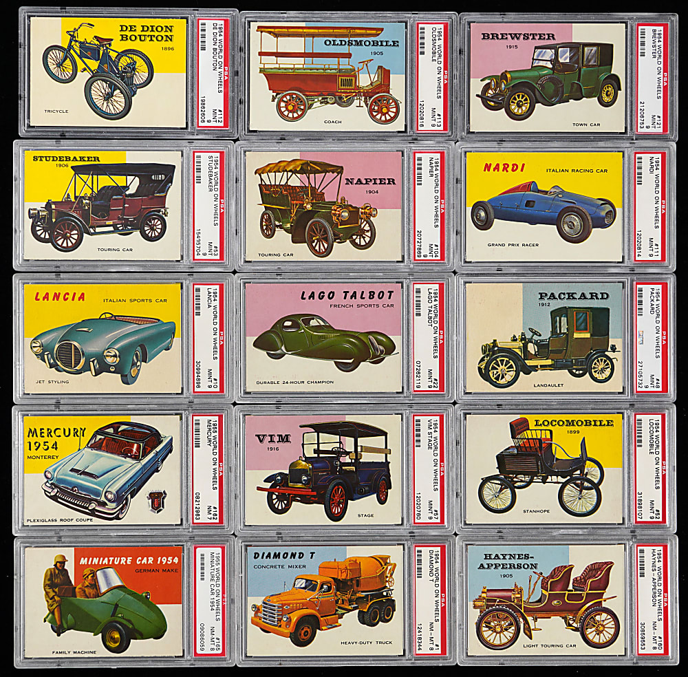 1954-1955 Topps World on Wheels PSA Graded Near Set (168/180) with Complete High Number Set Including 5 Red Backs - #5 PSA Set Registry (7.95 GPA) & #3 PSA Set Registry High Numbers (7.5 GPA)!