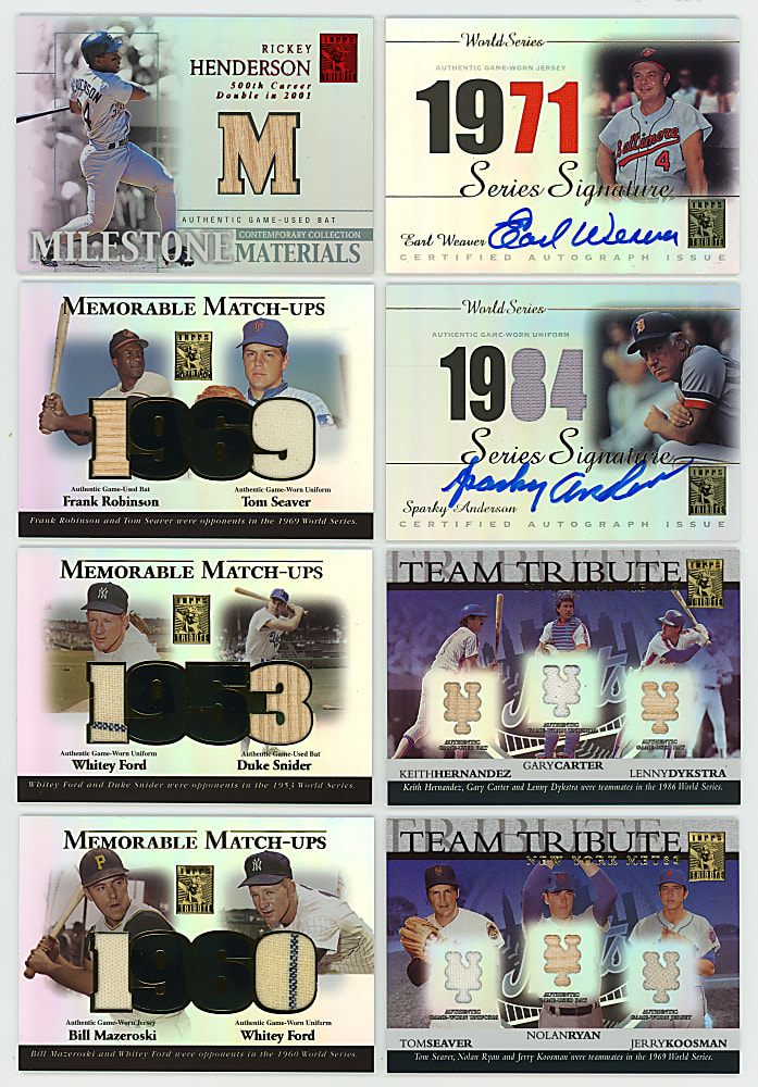 2003 Topps Tribute Modern Insert Collection (89) with Milestone Materials & Matching Marks Relics Complete Sets & Certified Autographs
