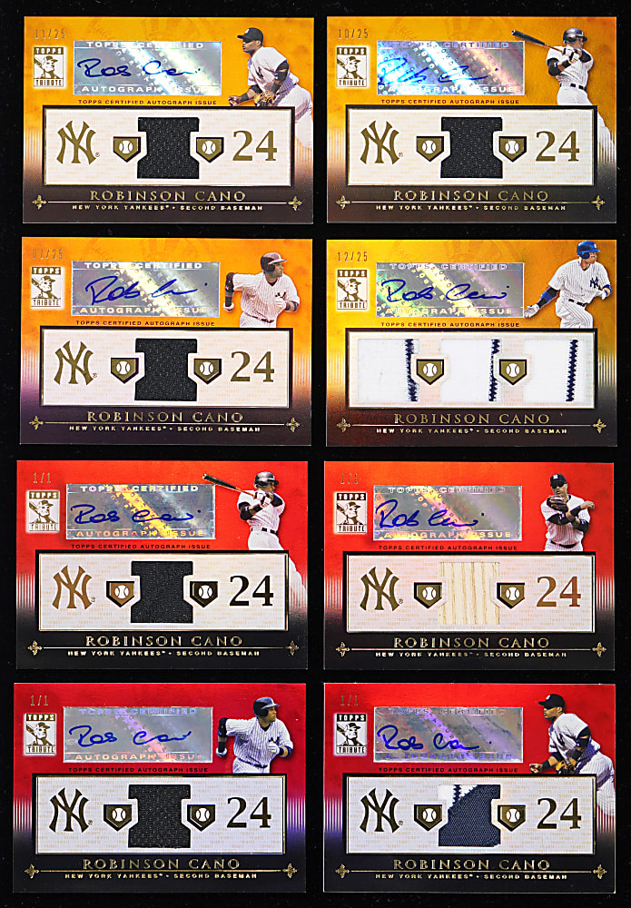 2010 Topps Tribute Robinson Cano Certified Autograph Triple/Single Collection (24/25) with Complete Rainbow Sets (4) Including (4) #1/1