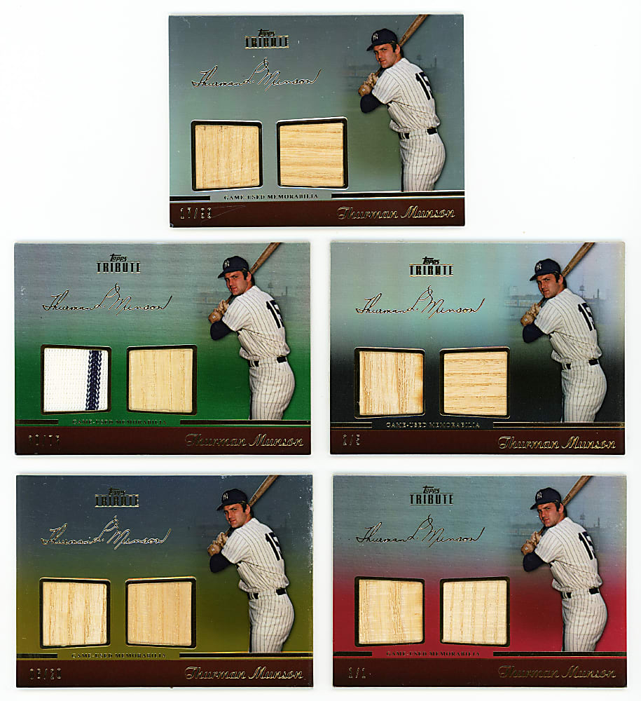 2011 Topps Tribute Thurman Munson Dual Relic Complete Rainbow Set (5) with #1/1