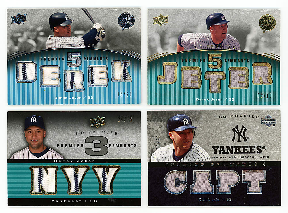 2007-2008 UD Premier Derek Jeter Game-Used Relic Group (7) with (3) Quintuple Relics