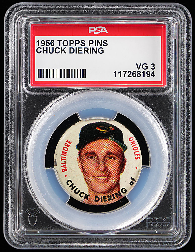 1956 Topps Pins Chuck Diering Shortprint PSA VG 3