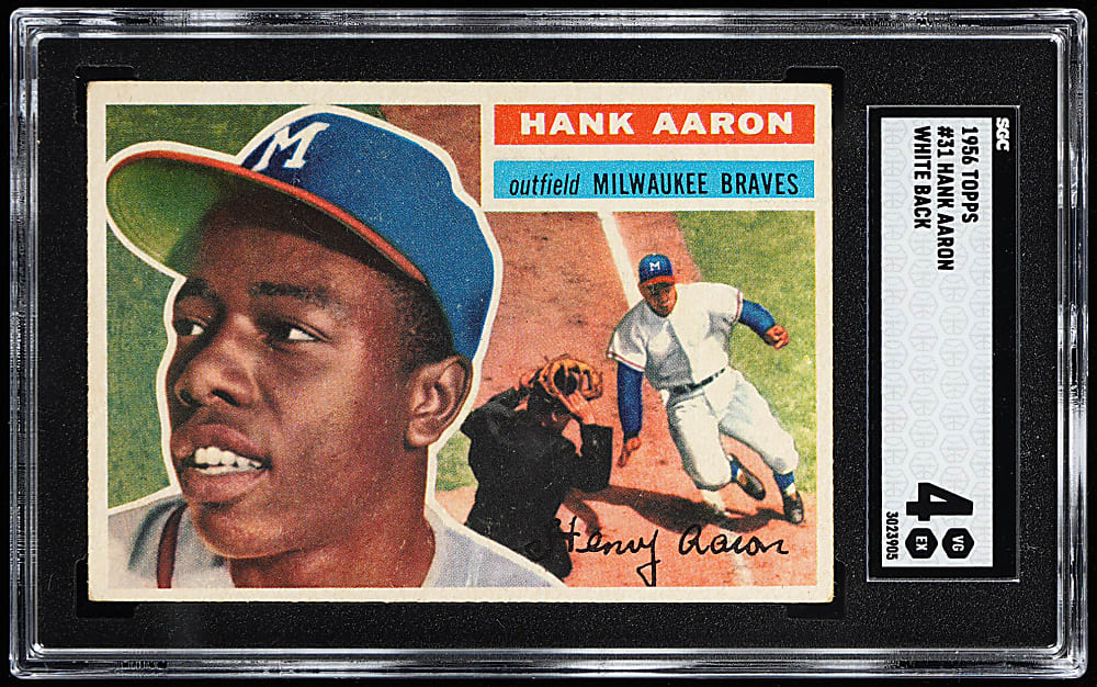1956 Topps #31 Hank Aaron White Back SGC VG/EX 4