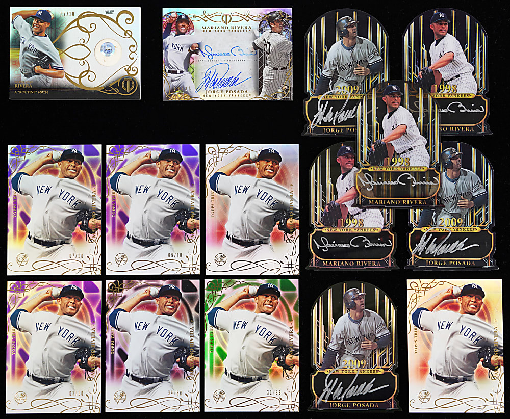 2015 Topps Tribute Mariano Rivera & Jorge Posada Collection (15) with (7) Certified Autographs & Milestone Relic Game-Used Ball from 600th Save Game