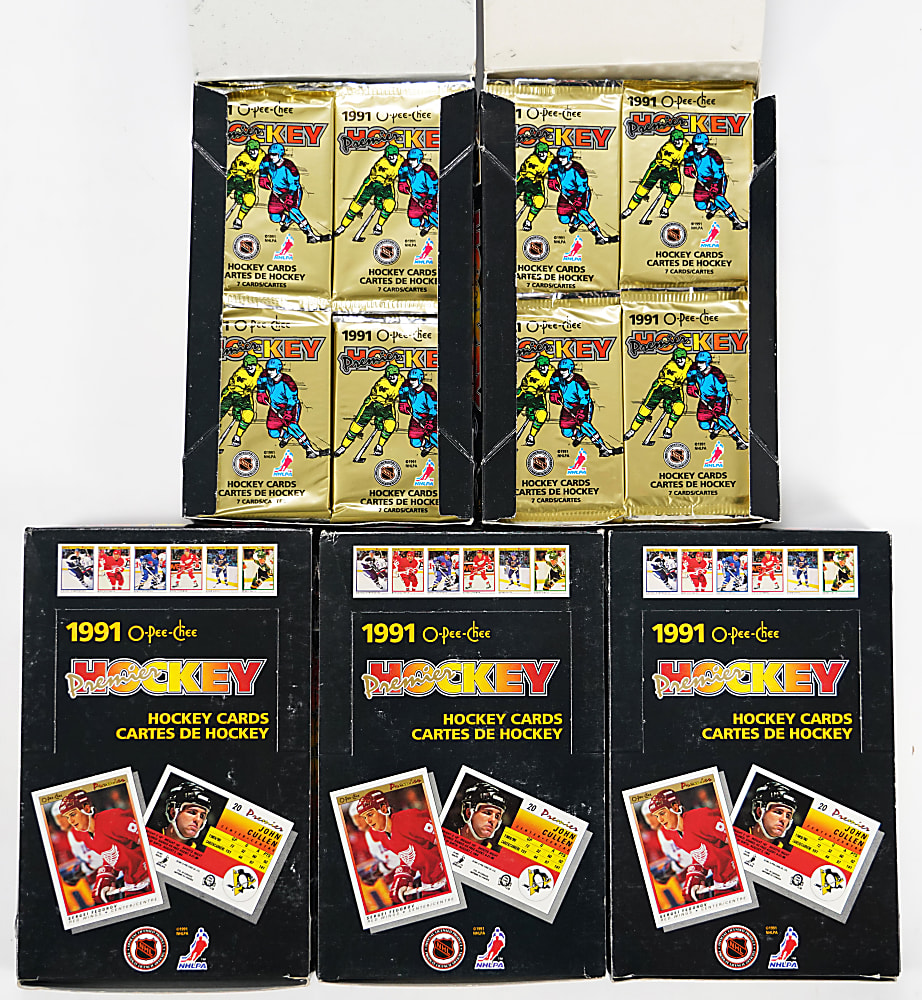 1990-1991 O-Pee-Chee Premier Hockey Wax Box Collection (5)