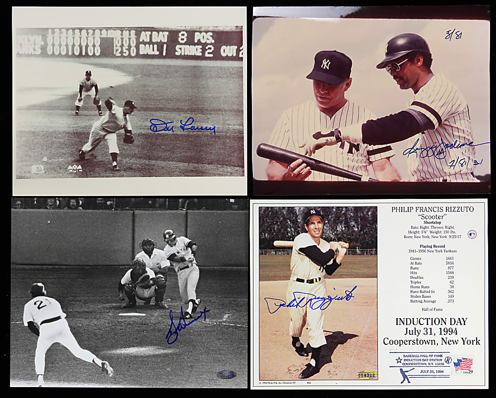 Signed 8x10 Photograph Collection (28) with Hank Aaron, Joe DiMaggio & Mickey Mantle