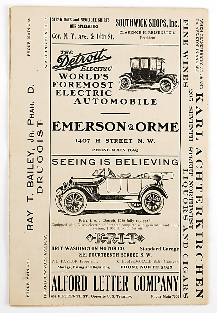 1914 Philadelphia Athletics vs. Washington Nationals (Senators) Program with Various Hall of Famers & Gandil Including (2) W. Johnson Images