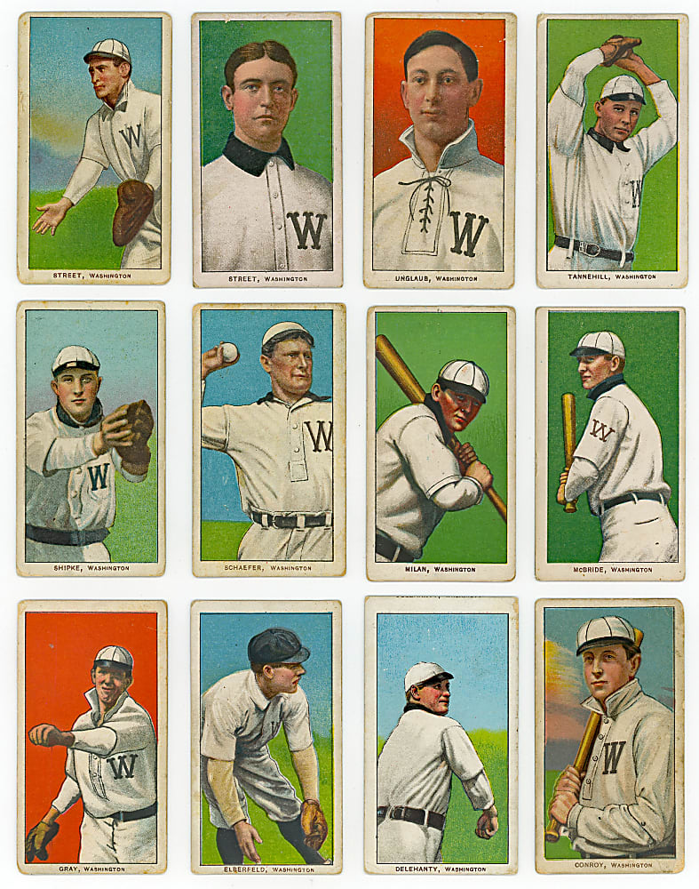 1909-1911 T206 White Border Washington Senators Partial Team Set (12)