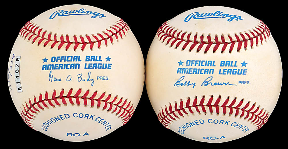 Nolan Ryan Signed Stat Ball and "The Kings" Ball Signed by Aaron, Rose & Ryan