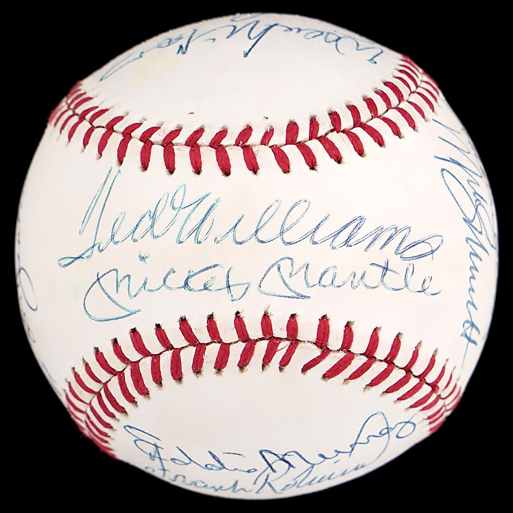 500 Home Run Club Baseball Signed By 12 with Mickey Mantle & Ted Williams Sweet Spot