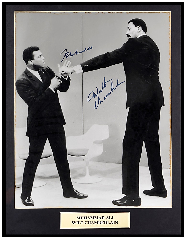 Muhammad Ali and Wilt Chamberlain Dual-Signed 16x20 Photograph in Framed Display