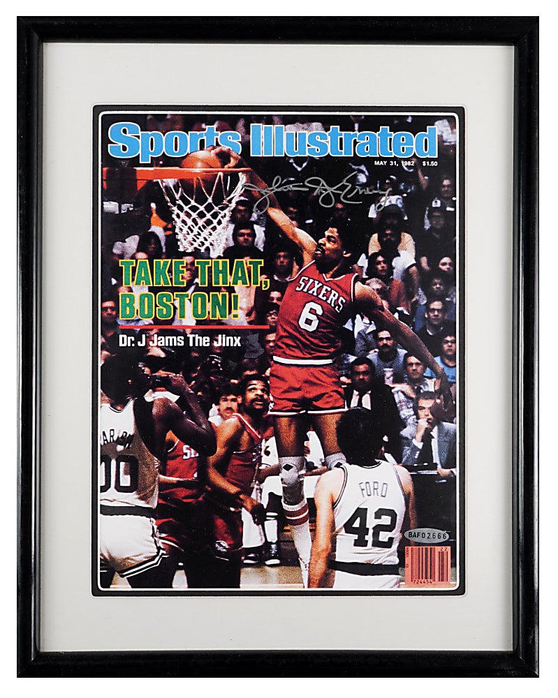 Legends of Sport Signed Photographs in Framed Displays (3) with Hank Aaron, Barry Bonds & Julius Erving - Each Individually Certified