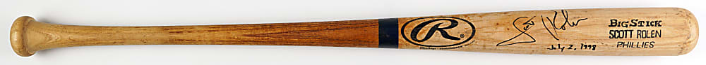1998 Scott Rolen Philadelphia Phillies Autographed & Inscribed Game-Used Bat - PSA/DNA GU 8.5 / Full JSA LOA