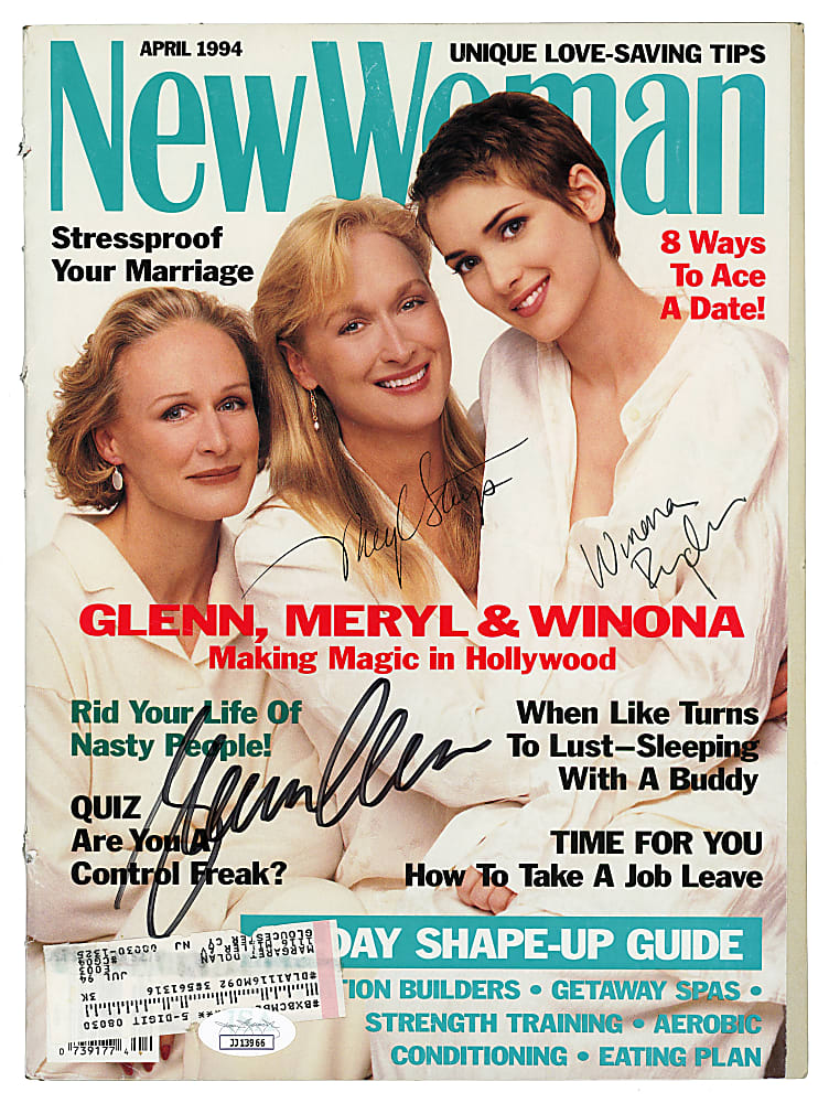 1994 Meryl Streep, Glenn Close & Winona Ryder Multi-Signed New Woman Magazine - JSA