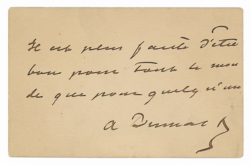 Alexandre Dumas Signed Handwritten Note - Full JSA LOA