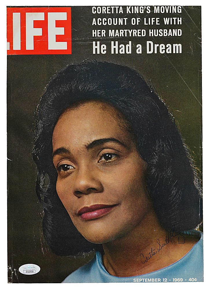 Coretta Scott King Signed Life Magazine Cover - JSA