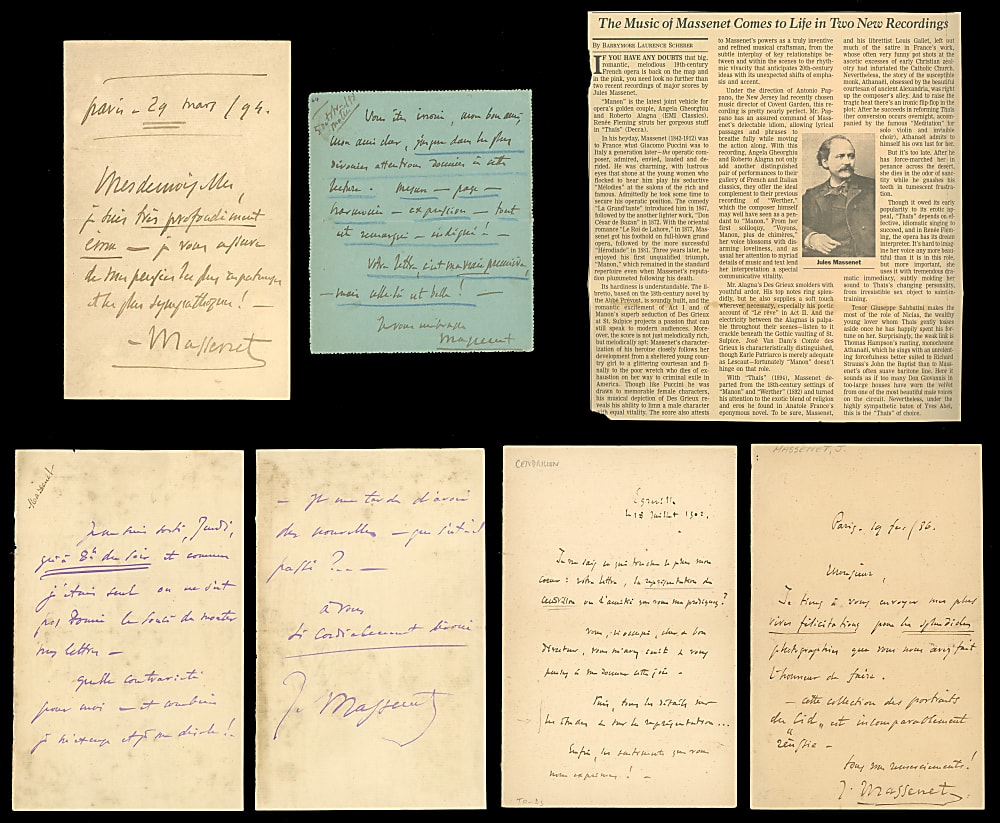 1880s-1900s Jules Massenet Signed Handwritten Notes (5) - Each with Full JSA LOA