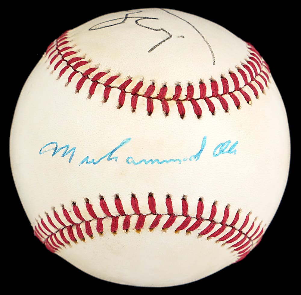 Muhammad Ali and Joe Frazier Dual-Signed Baseball