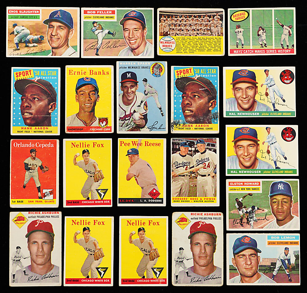 1952-1961 Topps Collection (360) with (40+) Hall of Famers Including Aaron, Banks & Mays